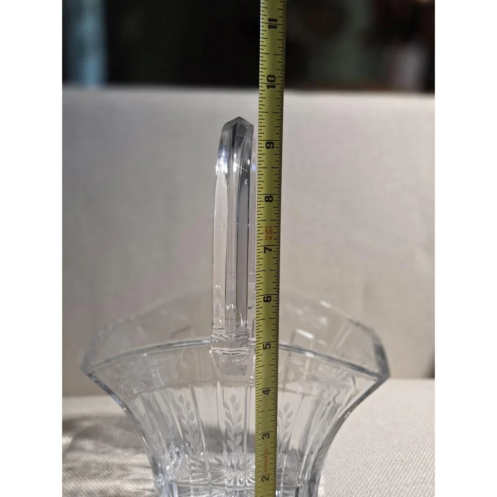 Vintage Heisey Glass Recessed Panel Etched 9 Inch Basket Marked